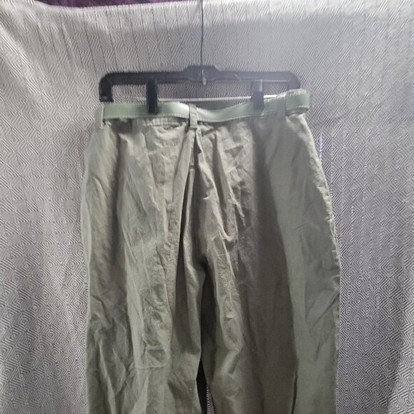 Cherokee Vintage HighWaisted Navy Green Pleated Trousers With Belt Size 14 - Picture 5 of 13